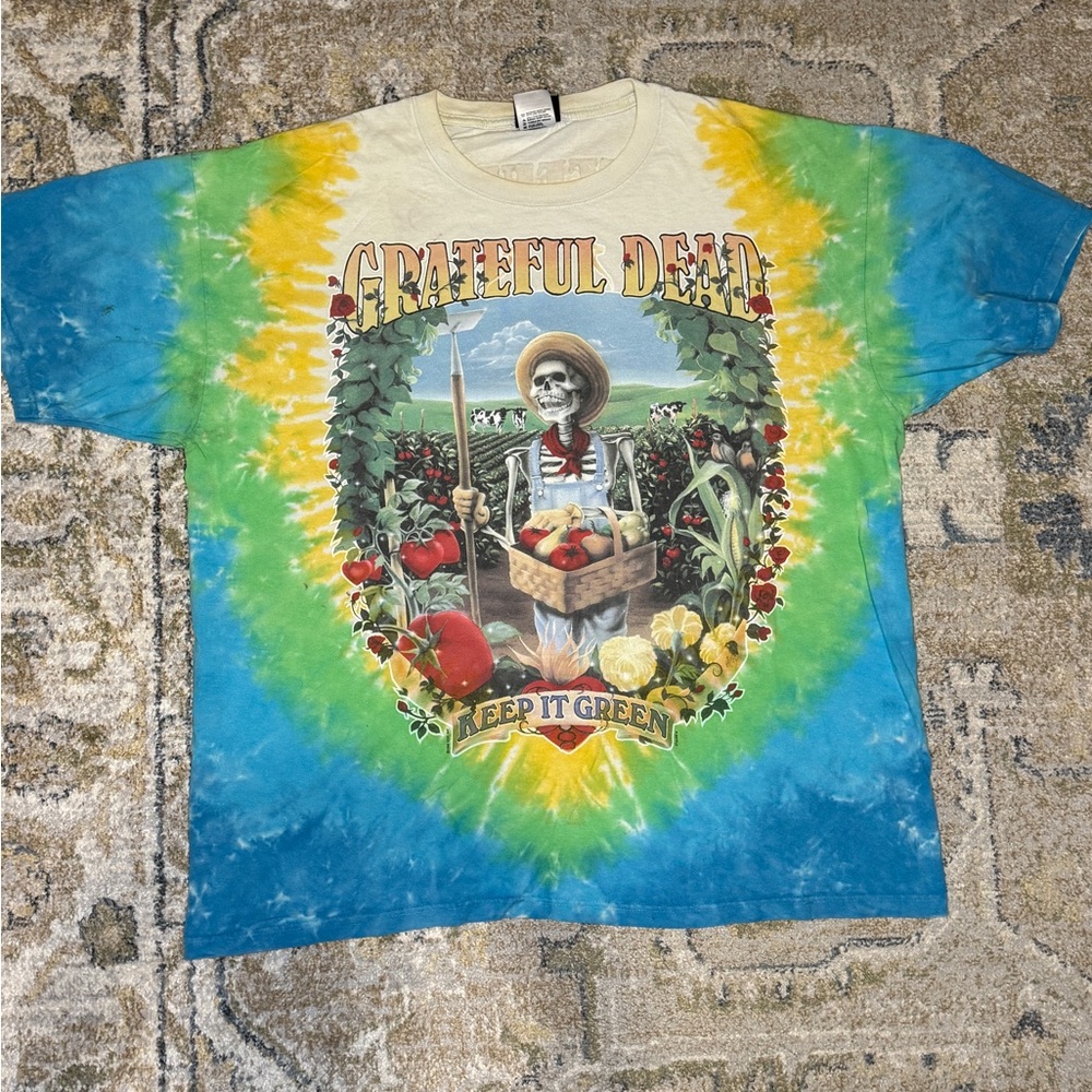 Vintage 1998 Liquid Blue Grateful Dead "Keep It Green" Tie-Dye T-Shirt size XL